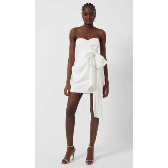 French Connection White Florida Summer Strapless Mini Dress Size 6 - Picture 3 of 12